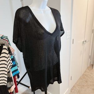 Express // One Eleven Sheer Short Sleeve Black Lightweight Sweater